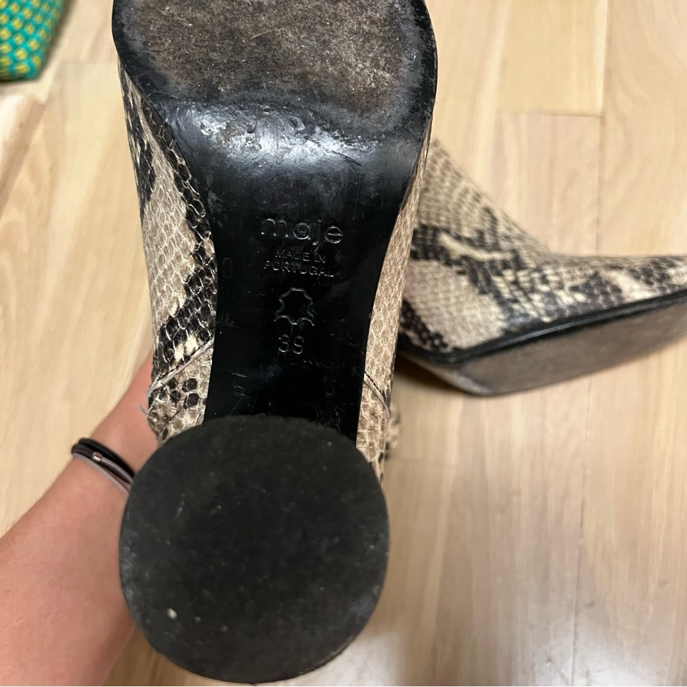 Maje Embossed Python Booties - image 5